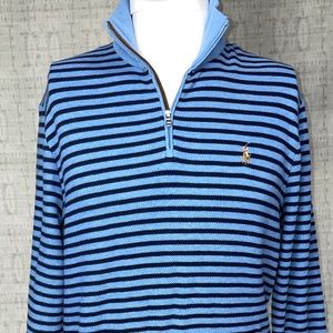 NWT Polo Ralph Lauren Striped Light Weight Quarter Zip Sweater Size Medium